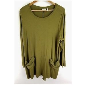LOGO Lori Goldstein Shirt Olive Green Plus Sz 2X